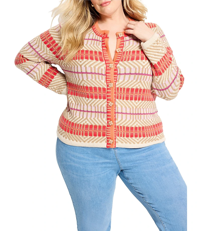 NIC + ZOE Plus Energizer Knit Round Neck Long Sleeve Cardigan