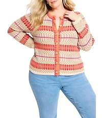 NIC + ZOE Plus Energizer Knit Round Neck Long Sleeve Cardigan
