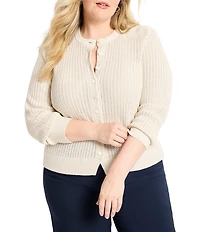 NIC + ZOE Plus Party Cardy Knit Round Neck Long Sleeve Cardigan