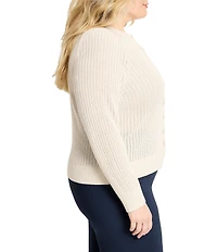 NIC + ZOE Plus Party Cardy Knit Round Neck Long Sleeve Cardigan