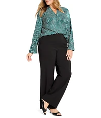 NIC + ZOE Plus Shadow Dot V-Neck Long Sleeve Blouse