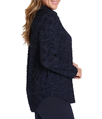 NIC + ZOE Plus Size Any Occasion Clipped Jacquard V-Neck Long Sleeve Top