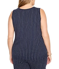 NIC + ZOE Plus Size Coordinating Destination Stripe Scoop Neck Sleeveless Tank