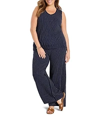 NIC + ZOE Plus Size Coordinating Destination Stripe Scoop Neck Sleeveless Tank