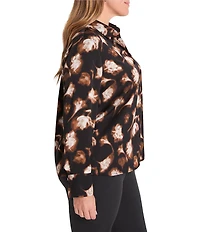 NIC + ZOE Plus Size Golden Ginko Collar V-Neck Long Sleeve Popover Shirt