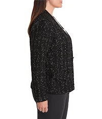 NIC + ZOE Plus Size Metallic Grid Knit Shawl Collar Long Sleeve Jacket