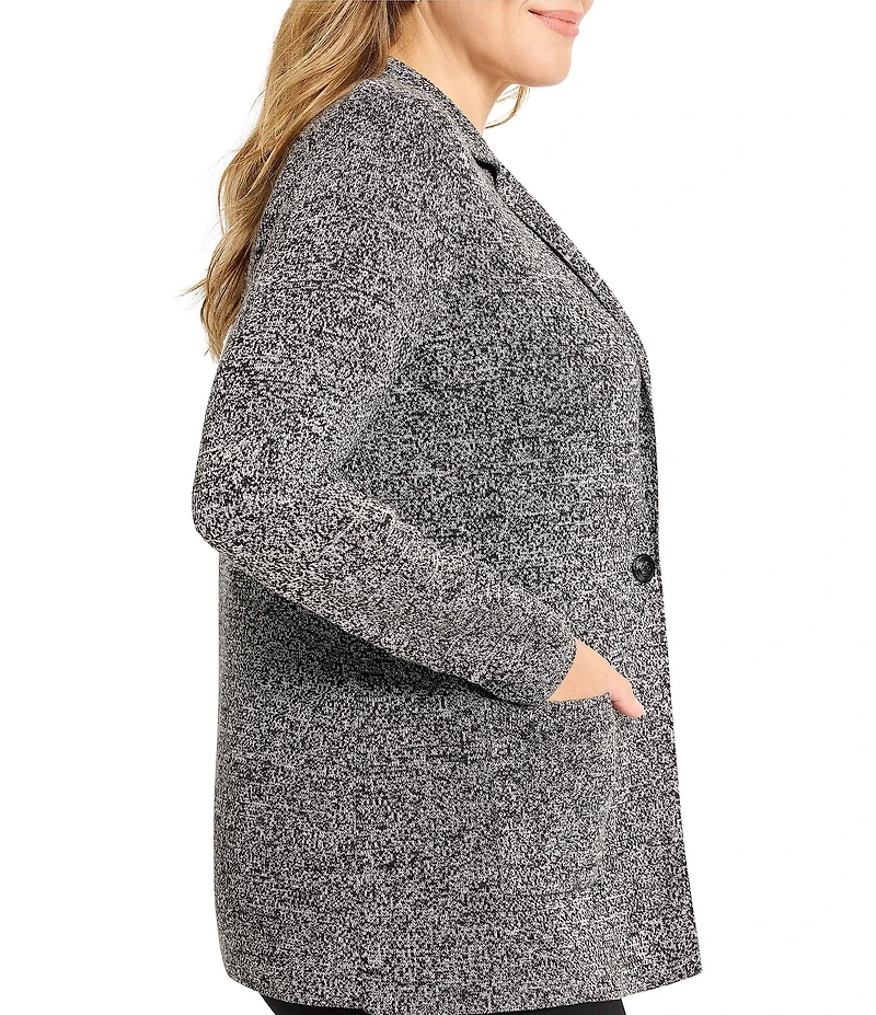 NIC + ZOE Plus Size Mix Knit Notch Lapel Long Sleeve Blazer
