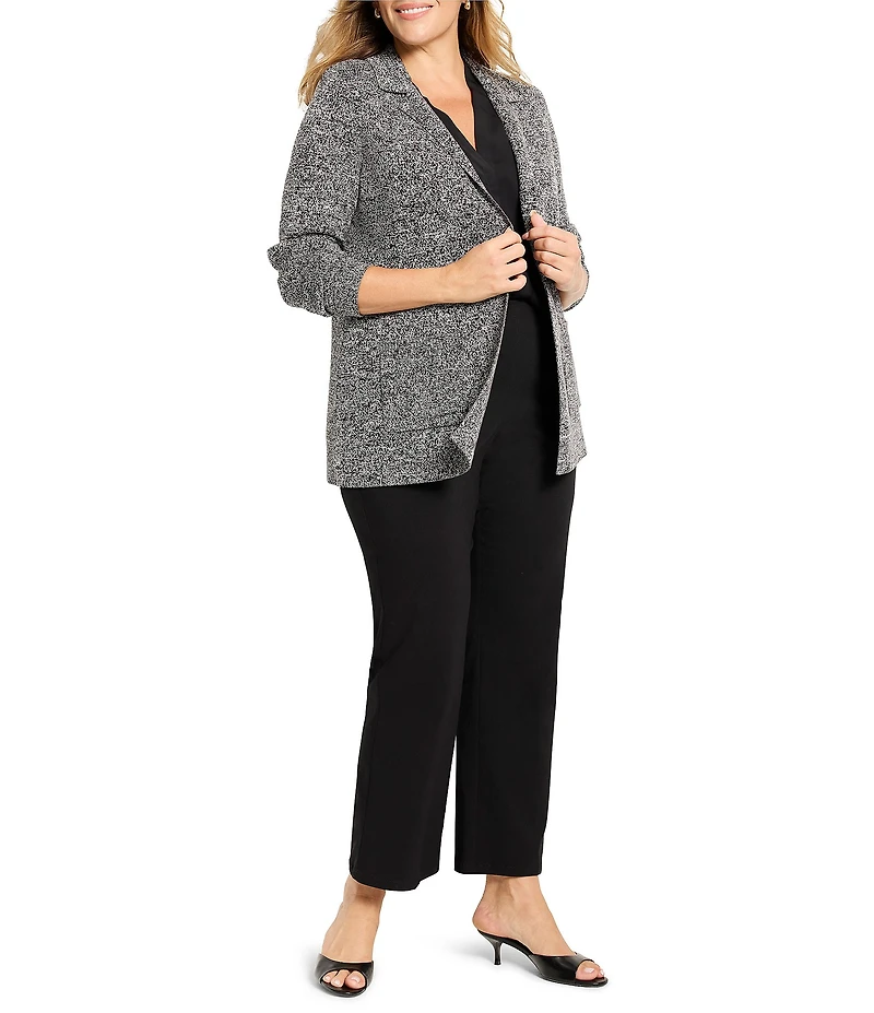 NIC + ZOE Plus Size Mix Knit Notch Lapel Long Sleeve Blazer