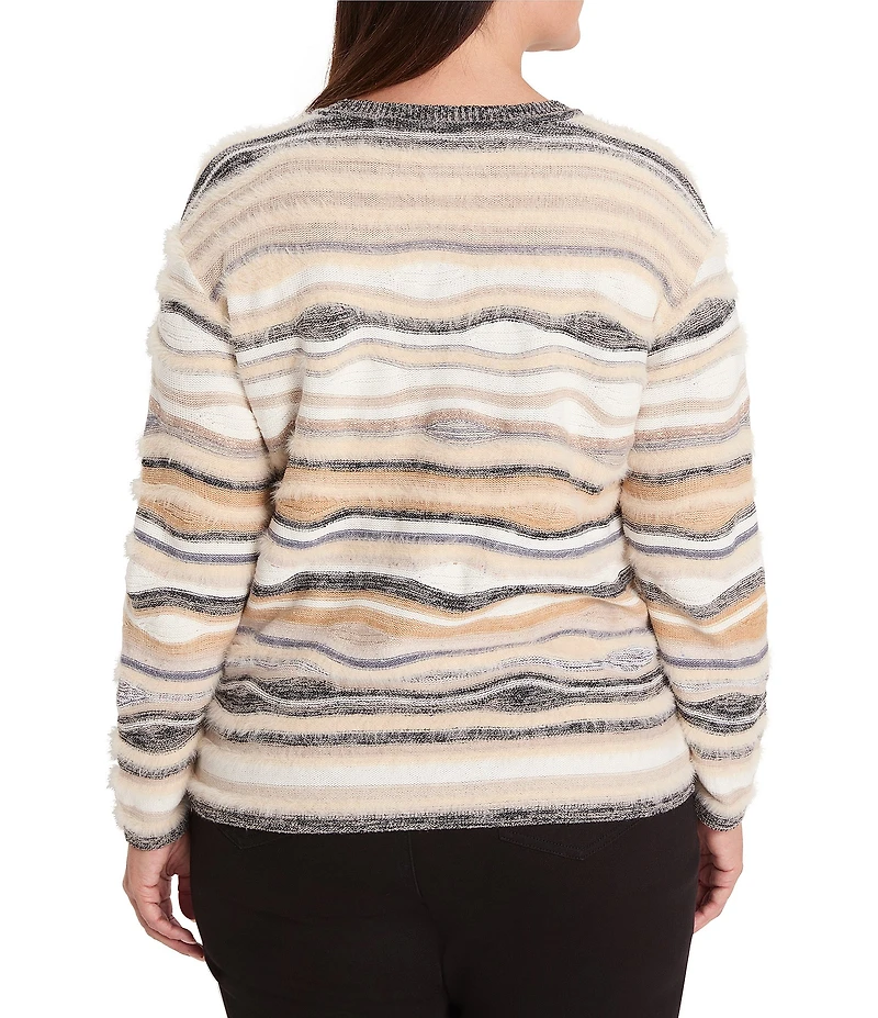 NIC + ZOE Plus Size Odyssey Mix Knit Round Neck Long Sleeve Sweater