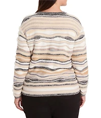NIC + ZOE Plus Size Odyssey Mix Knit Round Neck Long Sleeve Sweater
