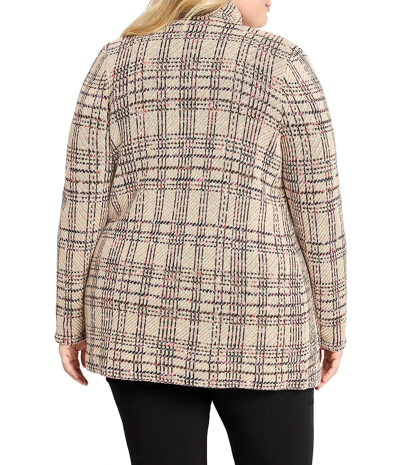 NIC + ZOE Plus Size Stitchy Plaid Knit Notch Collar Long Sleeve Blazer
