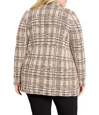 NIC + ZOE Plus Size Stitchy Plaid Knit Notch Collar Long Sleeve Blazer