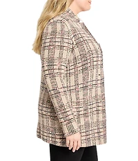 NIC + ZOE Plus Size Stitchy Plaid Knit Notch Collar Long Sleeve Blazer