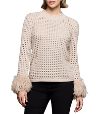 NIC + ZOE Pointelle Round Neck Long Party Sleeve Sweater