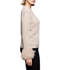 NIC + ZOE Pointelle Round Neck Long Party Sleeve Sweater