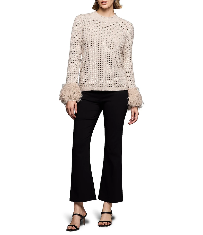 NIC + ZOE Pointelle Round Neck Long Party Sleeve Sweater