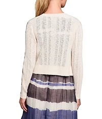 NIC + ZOE Pointelle Stitch Knit Round Neck Long Sleeve Cardigan