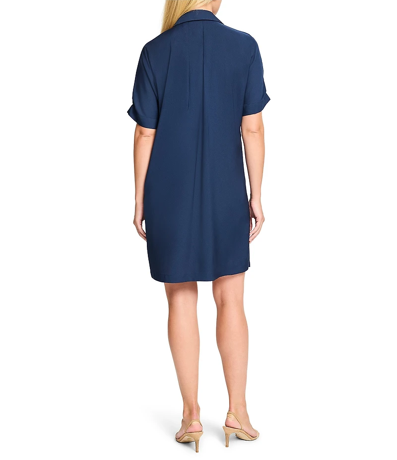 NIC + ZOE Polished Devon Woven Collar V-Neck Short Sleeve Dress