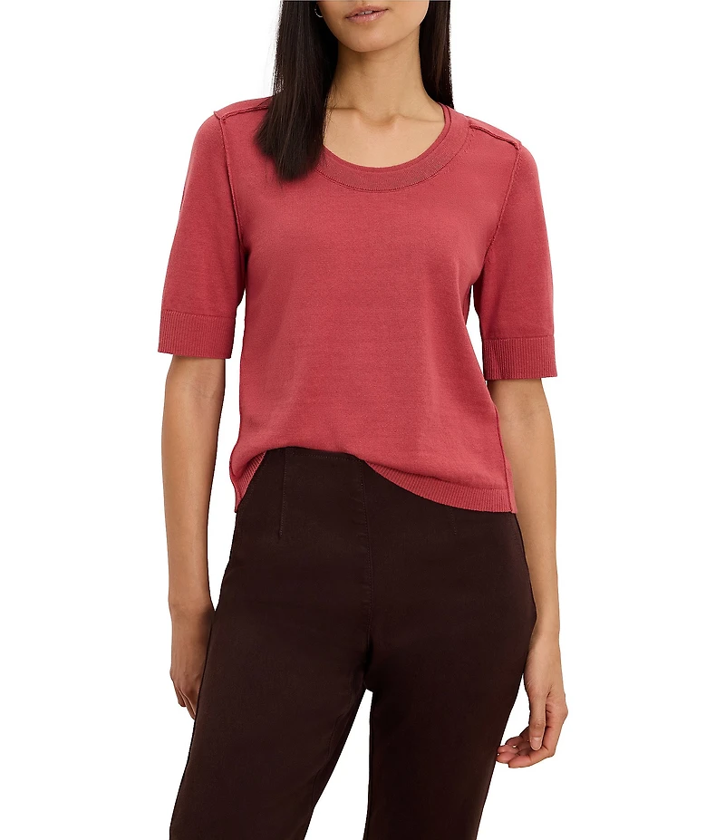 NIC + ZOE Pure Cotton Scoop Neck Short Sleeve Sweater Tee