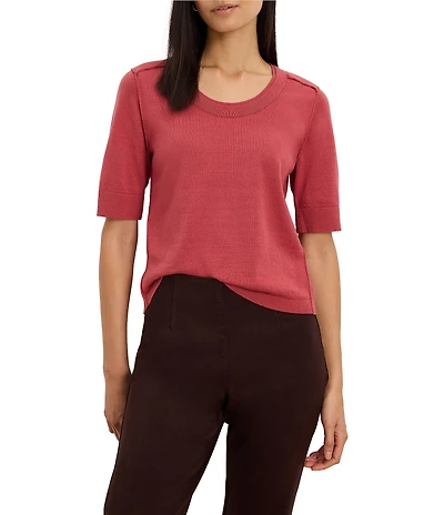 NIC + ZOE Pure Cotton Scoop Neck Short Sleeve Sweater Tee