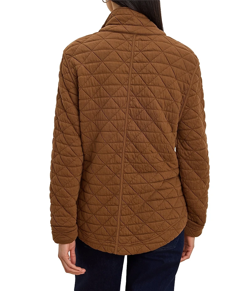 NIC + ZOE Quilted Femme Knit Stand Collar Long Sleeve Button-Front Jacket