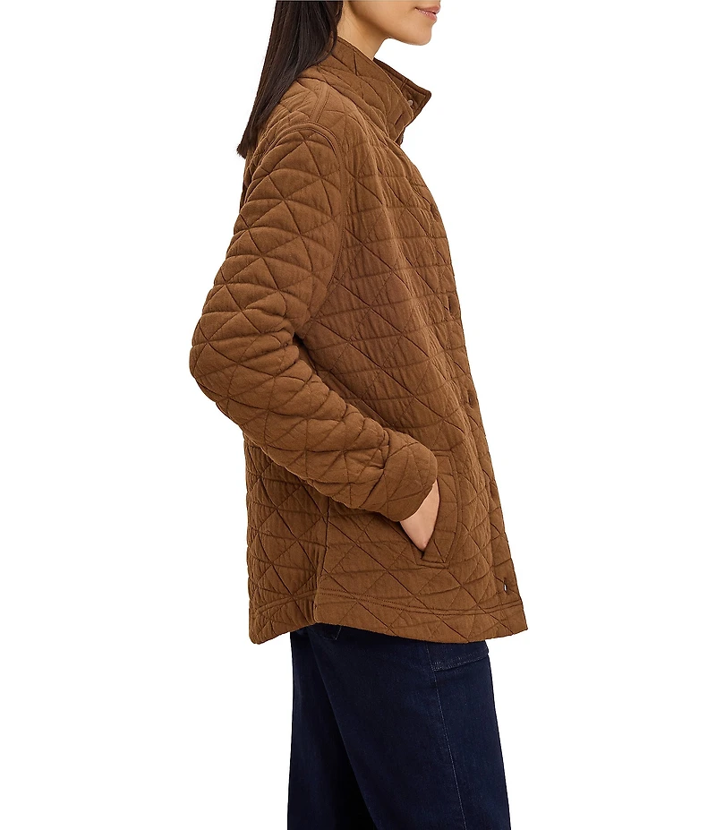 NIC + ZOE Quilted Femme Knit Stand Collar Long Sleeve Button-Front Jacket