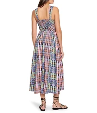 NIC + ZOE Rainbow Macaroon Print Square Neck Sleeveless Midi Dress