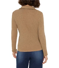 NIC + ZOE Rib Knit Collar V-Neck Long Sleeve Top