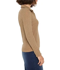 NIC + ZOE Rib Knit Collar V-Neck Long Sleeve Top