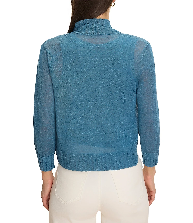 NIC + ZOE Ribbed Knit Bracelet Sleeve Bolero Open-Front Cardigan Sweater