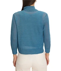 NIC + ZOE Ribbed Knit Bracelet Sleeve Bolero Open-Front Cardigan Sweater