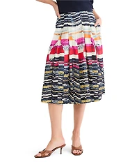 NIC + ZOE Rising Sun Printed High-Rise Pleated Skirt