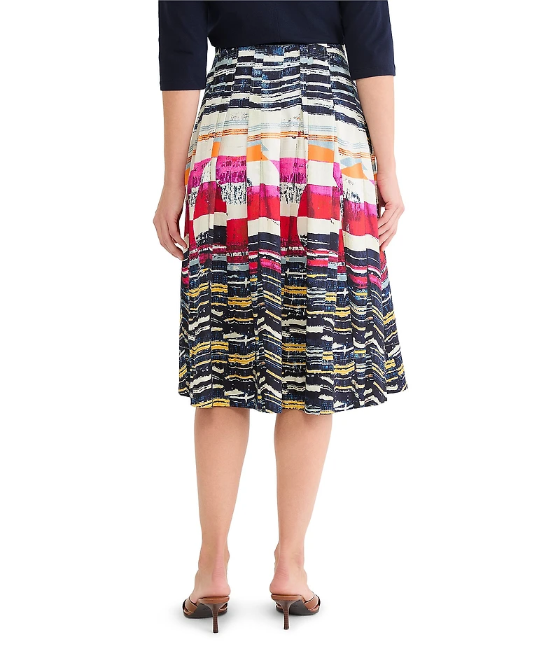 NIC + ZOE Rising Sun Printed High-Rise Pleated Skirt