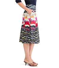 NIC + ZOE Rising Sun Printed High-Rise Pleated Skirt