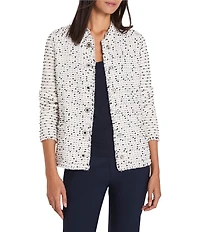 NIC + ZOE Round Neck Long Sleeve Fringe Mix Knit Jacket