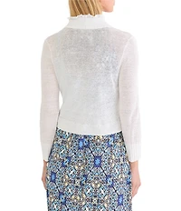 NIC + ZOE Ruffle Feather Knit Open Front Elbow Sleeve Cardigan