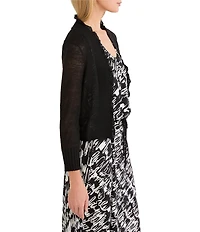 NIC + ZOE Ruffle Feather Knit Open Front Elbow Sleeve Cardigan