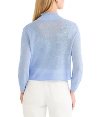 NIC + ZOE Ruffle Feather Knit Open Front Elbow Sleeve Cardigan