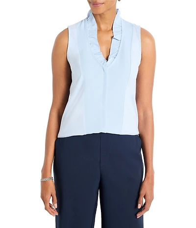 NIC + ZOE Ruffled Around V-Neck Sleeveless Tank
