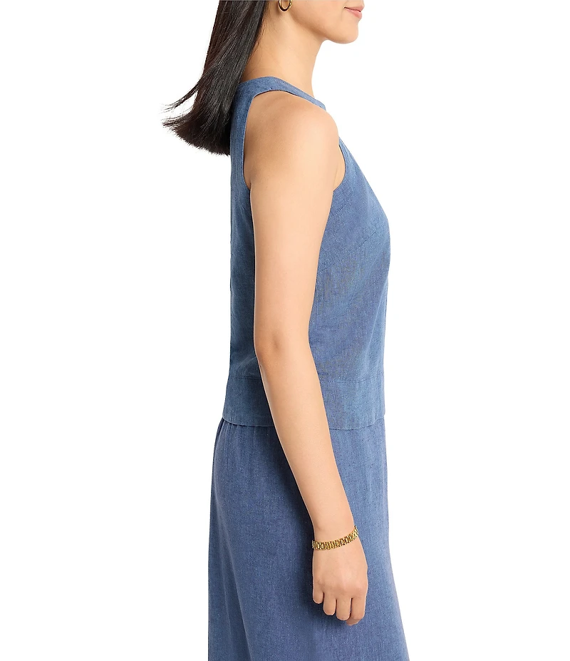 NIC + ZOE Rumba Linen Blend Crew Neck Sleeveless Pop On Coorinating Tank