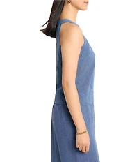 NIC + ZOE Rumba Linen Blend Crew Neck Sleeveless Pop On Coorinating Tank