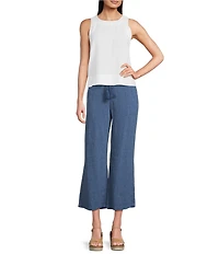 NIC + ZOE Rumba Linen Blend Crew Neck Sleeveless Pop On Coorinating Tank