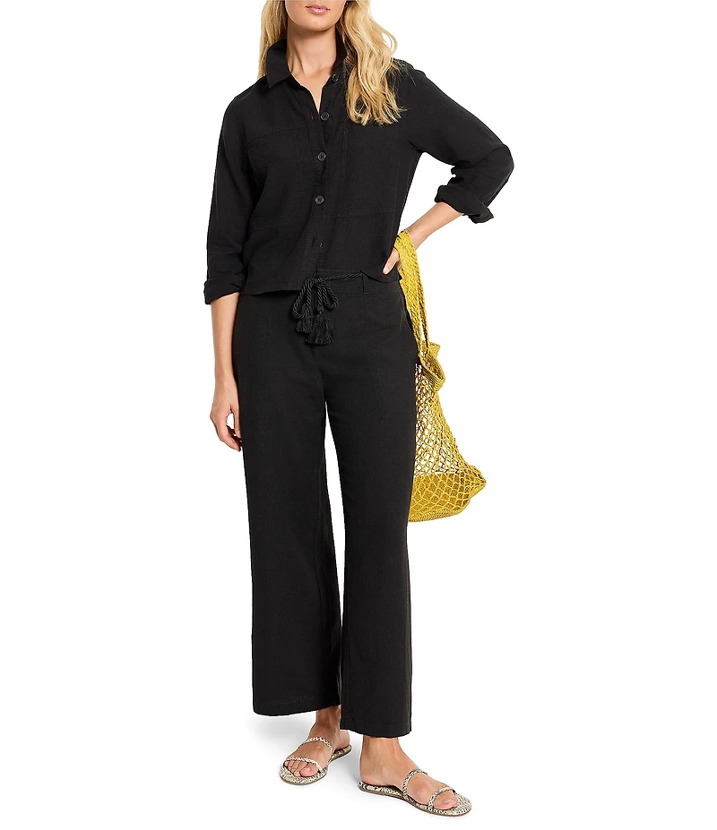 NIC + ZOE Rumba Linen Blend Rope Belt Wide Leg Ankle Pants