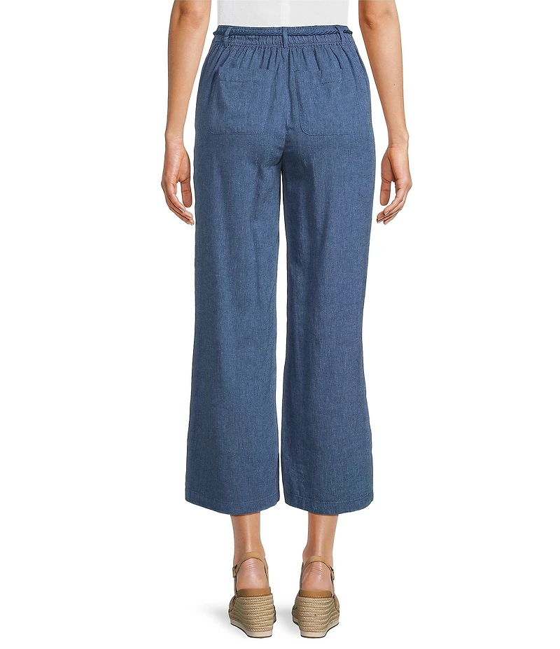 NIC + ZOE Rumba Linen Blend Rope Belt Wide Leg Ankle Pants