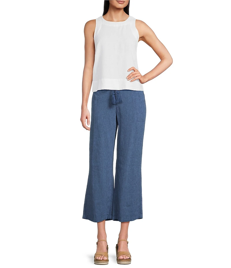 NIC + ZOE Rumba Linen Blend Rope Belt Wide Leg Ankle Pants