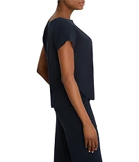 NIC + ZOE Rumba Linen-Blend Split V-Neck Cap Sleeve Tee