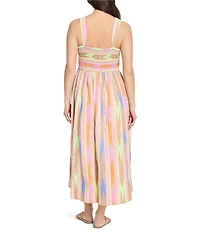 NIC + ZOE Sadie Heat Wave Print Scoop Neck Sleeveless Midi Dress