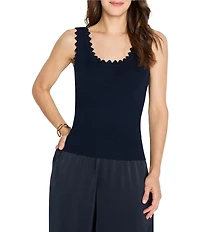 NIC + ZOE Scallop Rib Knit Scoop Neck Sleeveless Tank