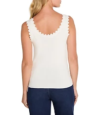 NIC + ZOE Scallop Rib Knit Scoop Neck Sleeveless Tank