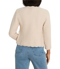 NIC + ZOE Scallop trim Weave Mix Knit Round Neck Bracelet Sleeve Jacket